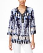 Jm Collection Printed Embellished Tunic, Only At Macy's
