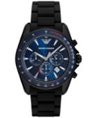 Emporio Armani Men's Chronograph Sigma Black Silicone Wrapped Stainless Steel Bracelet Watch 44mm Ar6121