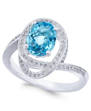 Blue Topaz (2-1/6 Ct. T.w.) & Diamond (1/3 Ct. T.w.) Ring In 14k White Gold