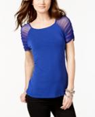 I.n.c. Ruched Illusion-sleeve Top, Created For Macy's