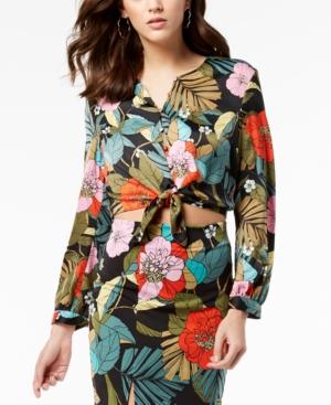 Guess Simona Floral-print Tie-hem Blouse
