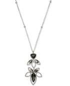 I.n.c. Silver-tone Black Crystal Open Work Pendant Necklace, 28 + 3 Extender, Created For Macy's