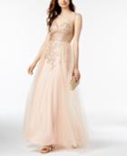Xscape Sparkle Embroidered Mesh Gown