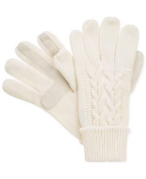 Isotoner Signature Touchscreen Enabled Solid Triple Cable Knit Palm Smartouch Tech Gloves