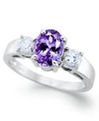 14k White Gold Ring, Tanzanite (1-3/8 Ct. T.w.) And Diamond (3/8 Ct. T.w.) Oval Ring