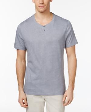 Alfani Men's Mini-grid Cotton Henley, Created For Macy's