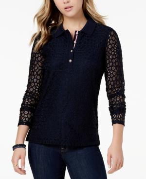 Tommy Hilfiger Lace Polo Top, Created For Macy's