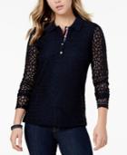 Tommy Hilfiger Lace Polo Top, Created For Macy's