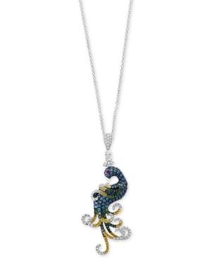 Bella Bleu By Effy Diamond (1-1/10 Ct. T.w.) And Ruby Accent Pendant Necklace In 14k White Gold