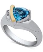 Blue Topaz (1-1/3 Ct. T.w.) & Diamond Accent Ring In Sterling Silver & 14k Gold