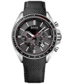 Hugo Boss Men's Chronograph Boss Black Driver Sport Black Leather Strap Watch 47mm 1513087