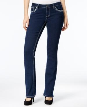 Project Indigo Juniors' Embellished Cross Bling Straight-leg Jeans