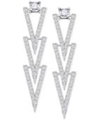 Swarovski Silver-tone Square Crystal And Pave Chevron Linear Drop Earrings