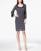 Alfani Metallic Crochet-trim Lace Dress, Only At Macy's