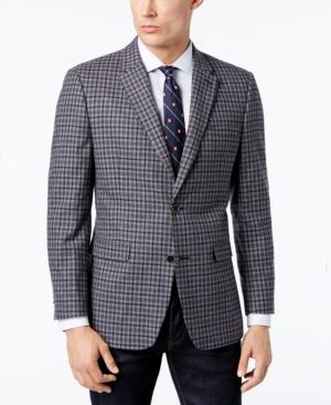 Tommy Hilfiger Men's Slim-fit Gray/blue Check Sport Coat