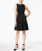 Calvin Klein Petite Piped Fit & Flare Dress