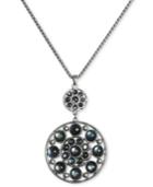 Lucky Brand Silver-tone Stone & Imitation Mother-of-pearl Double-disc 32 Reversible Pendant Necklace