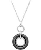 Diamond Ceramic Small And Large Circle Pendant Necklace (1/4 Ct. T.w.) In Sterling Silver