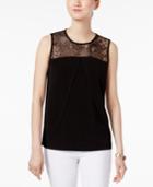 Nine West Lace-trim Illusion Shell
