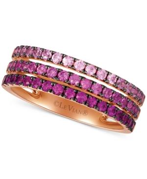 Le Vian Pink Sapphire Ombre Three Row Ring (1 Ct. T.w.) In 14k Rose Gold