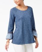 Style & Co Space-dyed Ruffle-cuff Top, Only At Macy's