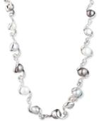 Carolee Silver-tone Twisted Ribbon, Crystal & Freshwater Pearl (9-11mm) 16 Collar Necklace