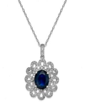 Sapphire (2-1/8 Ct. T.w.) And Diamond (1/2 Ct. T.w.) Pendant Necklace In 14k White Gold