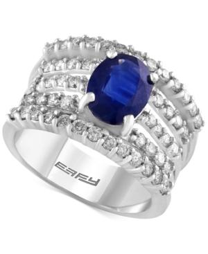 Effy Final Call Sapphire (1-9/10 Ct. T.w.) And Diamond (1 Ct. T.w.) Multi-row Ring In 14k White Gold