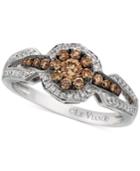 Le Vian Chocolatier Chocolate And White Diamond Halo Ring (5/8 Ct. T.w.) In 14k White Gold