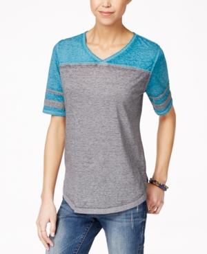 Pink Rose Juniors' V-neck Football High-low T-shirt