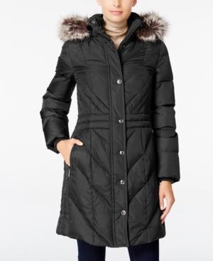 London Fog Faux-fur-trim Hooded Puffer Coat