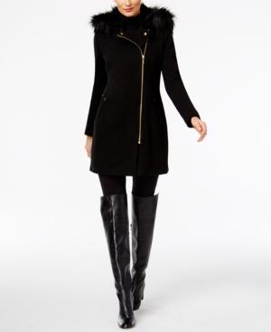 Inc International Concepts Petite Faux-fur-trim Moto Coat, Only At Macy's