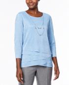 Alfred Dunner Tiered Metallic-knit Necklace Top