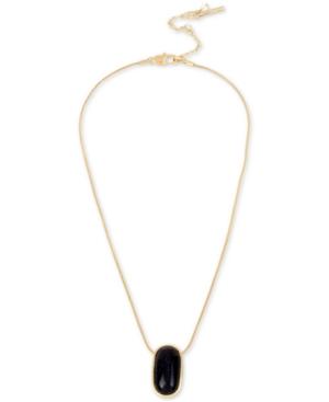 Kenneth Cole New York Gold-tone Flecked Stone Oval Pendant Necklace