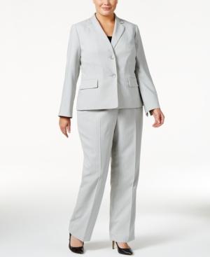 Le Suit Plus Size Pinstriped Pantsuit