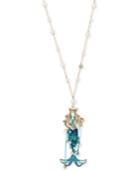 Betsey Johnson Two-tone Pave & Imitation Pearl Mermaid Pendant Necklace, 28-1/2 + 3 Extender