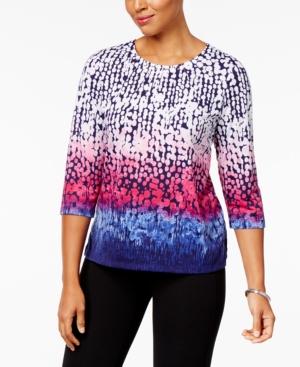 Alfred Dunner Printed Stud-embellished Top