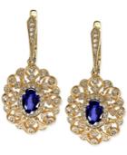 Royale Bleu By Effy Diffused Sapphire (1-1/8 Ct. T.w.) And Diamond (1/4 Ct. T.w.) Earrings In 14k Gold