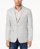 Kenneth Cole Reaction Men's Slim-fit Stretch Light Gray Windowpane Sport Coat