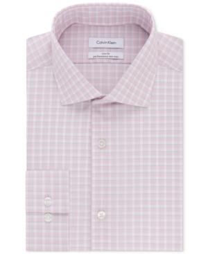 Calvin Klein Men's Steel Slim-fit Non-iron Stretch Performance Print Dress Shirt