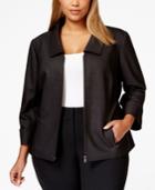 Calvin Klein Plus Size Three-quarter-sleeve Front-zip Blazer