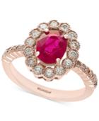 Amore By Effy Certified Ruby (1-3/8 Ct. T.w.) And Diamond (5/8 Ct. T.w.) Statement Ring In 14k Rose Gold