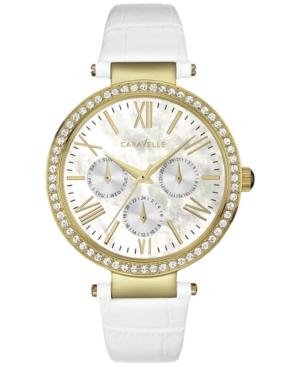 Caravelle New York By Bulova Women's Cream Leather Strap Watch 38mm 44n104
