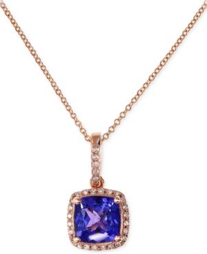 Tanzanite (1-5/8 Ct. T.w.) And Diamond (1/8 Ct. T.w.) Pendant Necklace In 14k Rose Gold