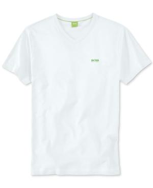 Hugo Boss Green Shoulder Logo V-neck T-shirt