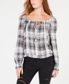 American Rag Juniors' Plaid Crisscross Peasant Top, Created For Macy's