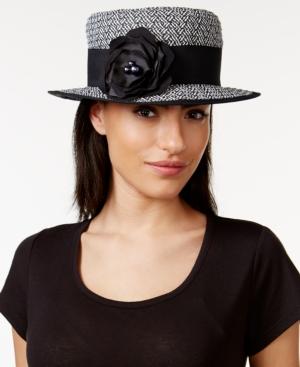 Nine West Black And White Boater Hat