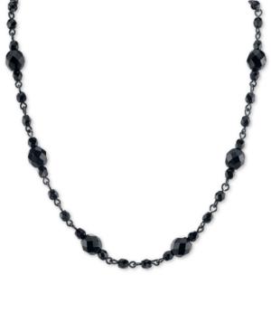2028 Black-tone Jet Beaded Collar Necklace