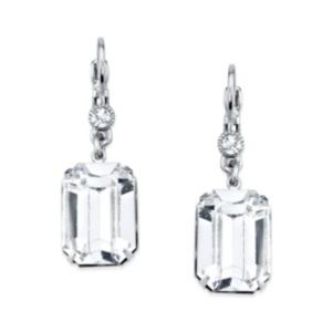 2028 Silver-tone Genuine Swarovski Crystal Square Drop Earrings