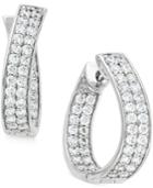 Diamond In-and-out Hoop Earrings (1-1/2 Ct. T.w.) In 14k White Gold
